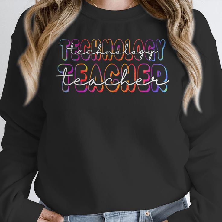 Technology Teacher Student First Day Back To School Tie Dye For Men Women Girls Kids Women Crewneck Sweatshirt, funny design Technology Teacher Student First Day Back To School Tie Dye For Men Women Girls Kids Women Crewneck Sweatshirt, funny design