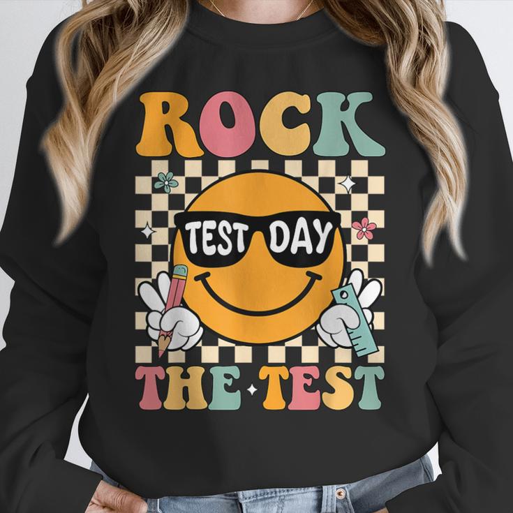 Test Day Rock The Test Teacher Testing Day You Got This Women Crewneck Sweatshirt, funny design Test Day Rock The Test Teacher Testing Day You Got This Women Crewneck Sweatshirt, funny design