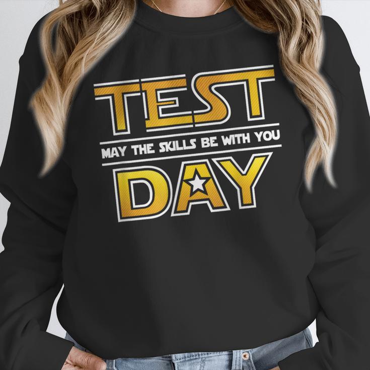 Test Day Testing May The Skills Be With You School Teacher Women Crewneck Sweatshirt, funny design