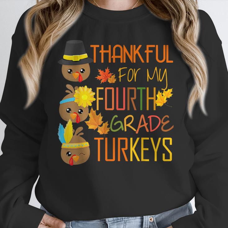 Thankful For My 4th Grade Turkey Thanksgiving Turkey Teacher Women Crewneck Sweatshirt, 4th Grade Teacher Gifts, funny design Thankful For My 4th Grade Turkey Thanksgiving Turkey Teacher Women Crewneck Sweatshirt, 4th Grade Teacher Gifts, funny design