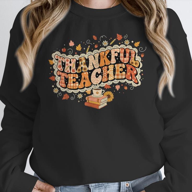 Thankful Teacher Shirts For Women Teach Thanksgiving Teacher Women Crewneck Sweatshirt, funny design