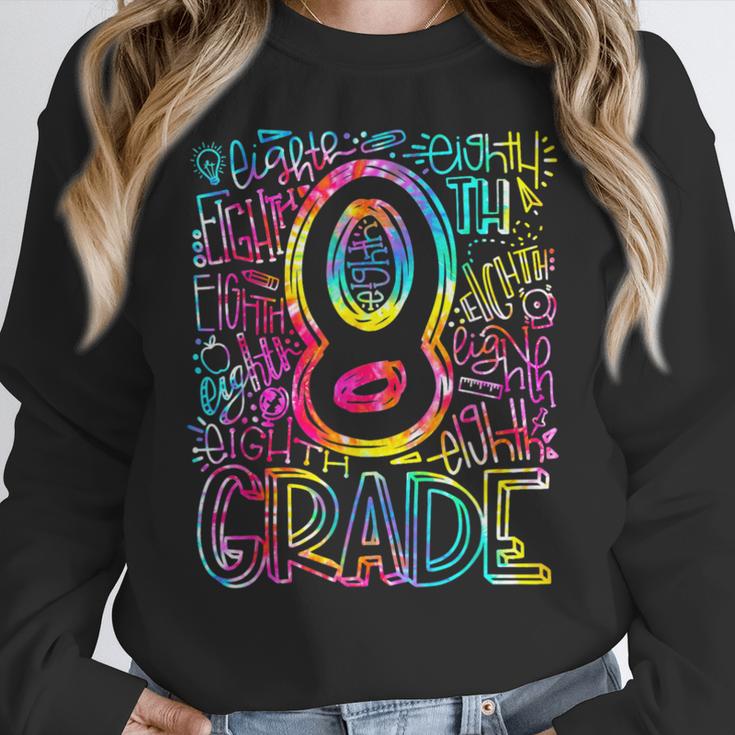 Tie Dye 8th Grade Typography Team Eighth Grade Teacher Women Crewneck Sweatshirt, funny design Tie Dye 8th Grade Typography Team Eighth Grade Teacher Women Crewneck Sweatshirt, funny design