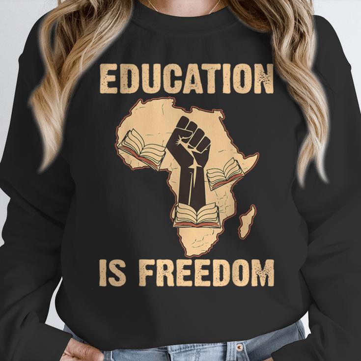 History Education Is Freedom African Map Black Teacher Women Crewneck Sweatshirt, History Teacher Gifts, funny design History Education Is Freedom African Map Black Teacher Women Crewneck Sweatshirt, History Teacher Gifts, funny design