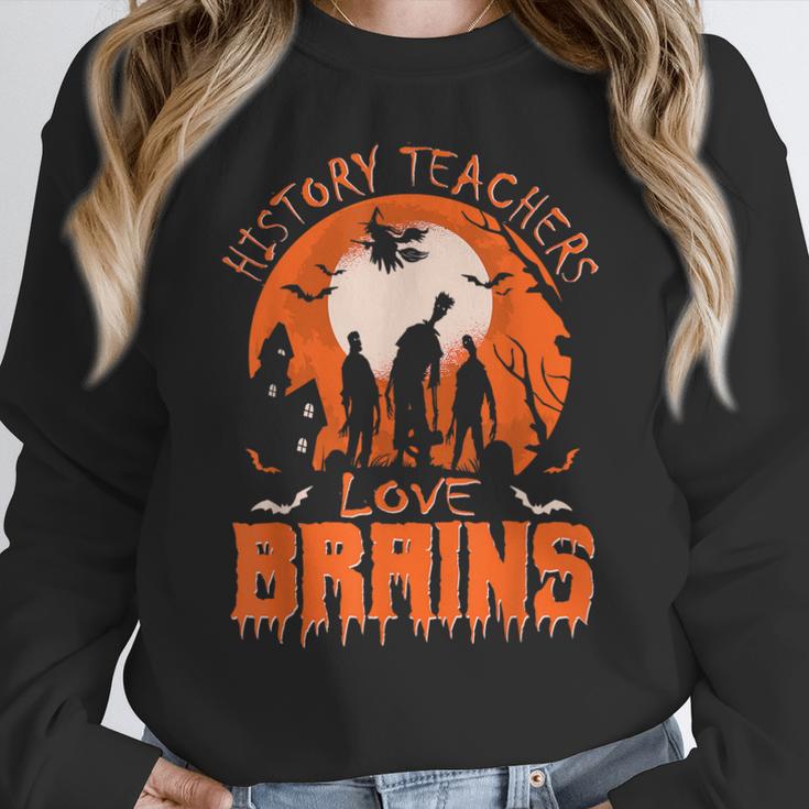 History Teachers Love Brains Halloween Teacher For Men Women Women Crewneck Sweatshirt, History Teacher Gifts, funny design
