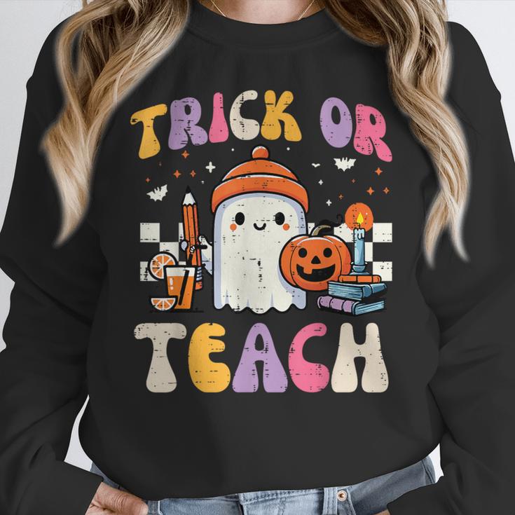 Trick Or Teach Ghost Teacher School Halloween Men Women Women Crewneck Sweatshirt, funny design Trick Or Teach Ghost Teacher School Halloween Men Women Women Crewneck Sweatshirt, funny design