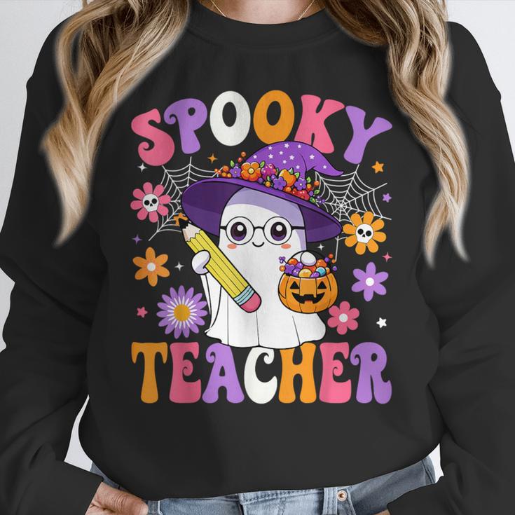 Trick Or Teach Spooky Teacher Ghost Halloween Teacher Women Crewneck Sweatshirt, funny design Trick Or Teach Spooky Teacher Ghost Halloween Teacher Women Crewneck Sweatshirt, funny design