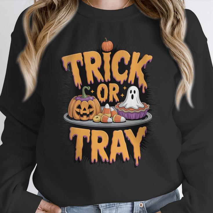 Trick Or Tray Halloween Cafeteria Teacher School Women Crewneck Sweatshirt, funny design Trick Or Tray Halloween Cafeteria Teacher School Women Crewneck Sweatshirt, funny design