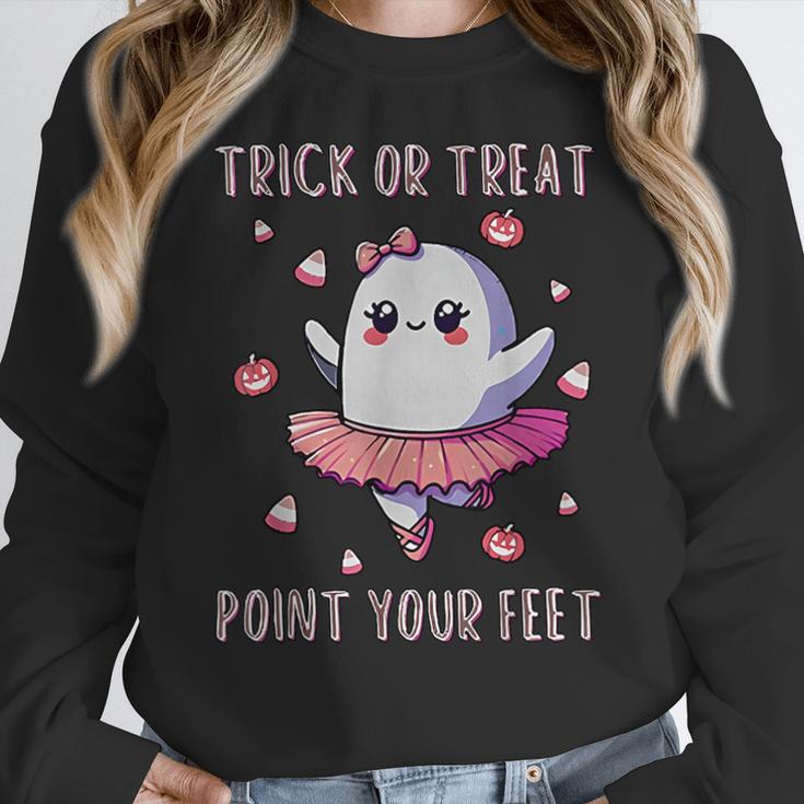 Trick Or Treat Point Your Feet Halloween Ghost Dance Teacher Women Crewneck Sweatshirt, funny design Trick Or Treat Point Your Feet Halloween Ghost Dance Teacher Women Crewneck Sweatshirt, funny design