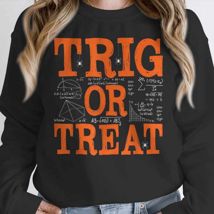 Trig Or Treat Trigonometry Math Teacher Halloween Women Crewneck Sweatshirt, funny design Trig Or Treat Trigonometry Math Teacher Halloween Women Crewneck Sweatshirt, funny design