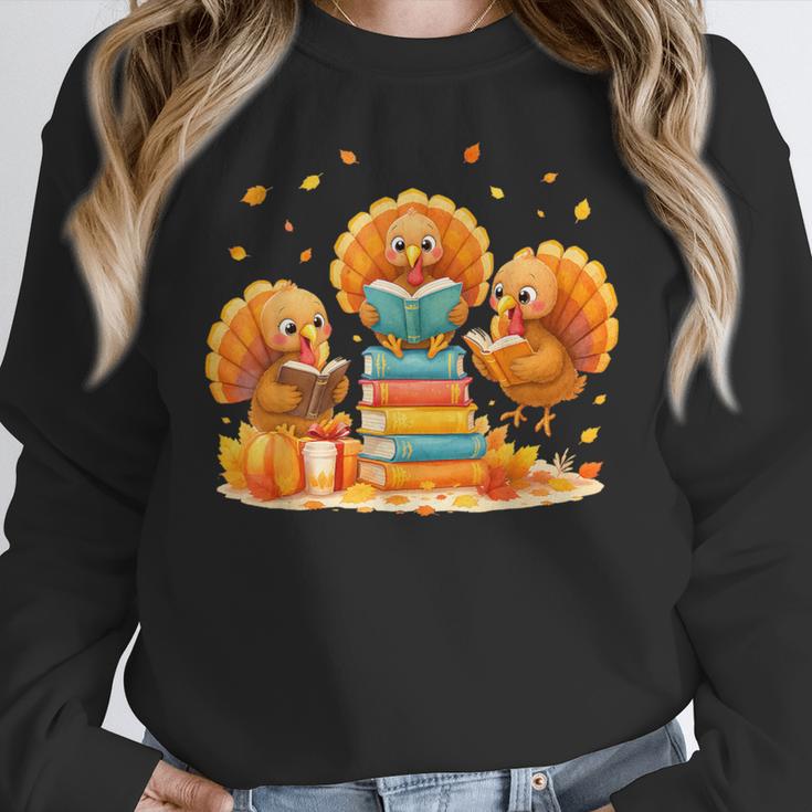 Turkey Read Books Reading Fall Thanksgiving Teacher Women Crewneck Sweatshirt, funny design Turkey Read Books Reading Fall Thanksgiving Teacher Women Crewneck Sweatshirt, funny design