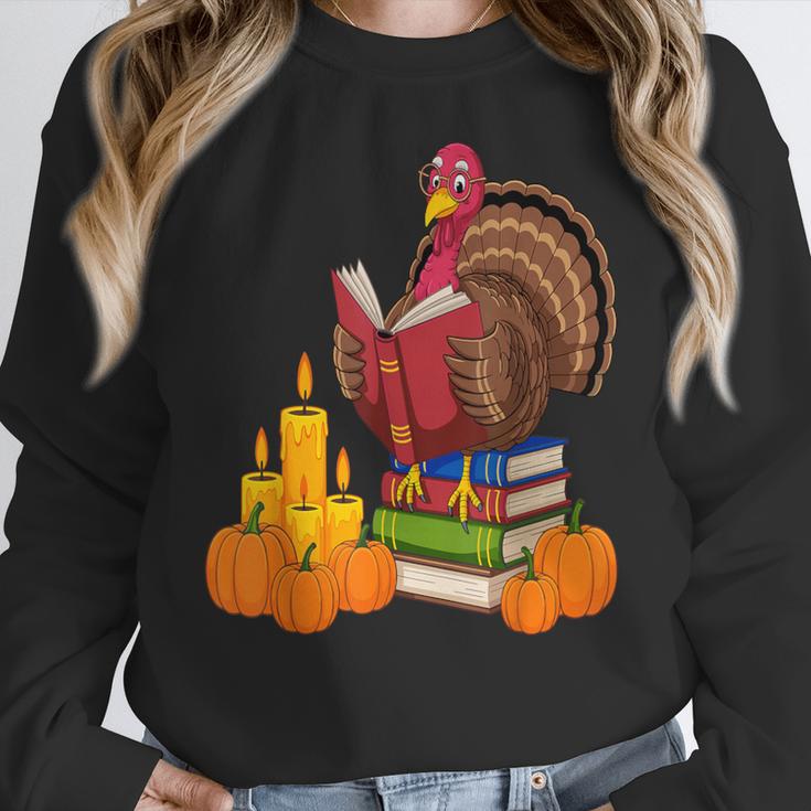 Turkey Reading Books Fall Thanksgiving Teacher Book Women Crewneck Sweatshirt, funny design Turkey Reading Books Fall Thanksgiving Teacher Book Women Crewneck Sweatshirt, funny design