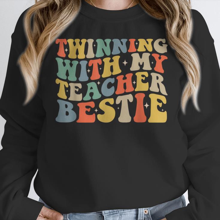 Twin Day Friends Teacher Twinning With My Bestie Matching Women Crewneck Sweatshirt, Friend Gifts, funny design Twin Day Friends Teacher Twinning With My Bestie Matching Women Crewneck Sweatshirt, Friend Gifts, funny design