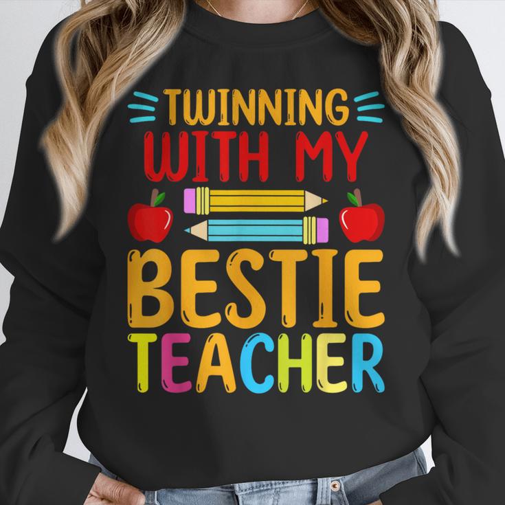 Twinning With My Bestie Teacher Boy Spirit Week Twin Day Women Crewneck Sweatshirt, funny design Twinning With My Bestie Teacher Boy Spirit Week Twin Day Women Crewneck Sweatshirt, funny design