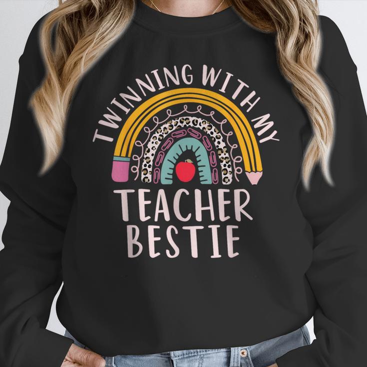 Twinning With My Teacher Bestie Spirit Week Girls Day Kids Women Crewneck Sweatshirt, funny design Twinning With My Teacher Bestie Spirit Week Girls Day Kids Women Crewneck Sweatshirt, funny design