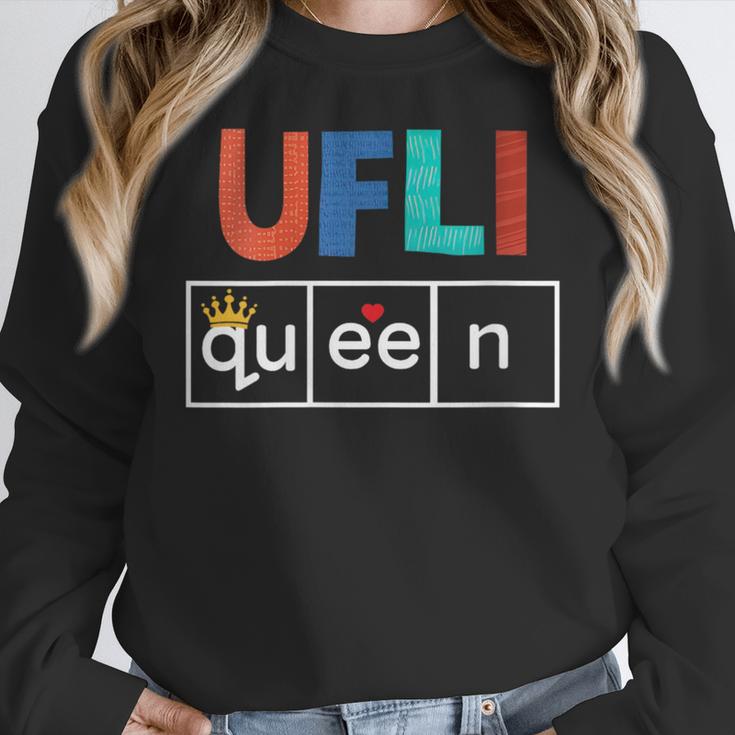 UFLI Queen Science Of Reading Literacy Teacher Appreciation Women Crewneck Sweatshirt, Science Teacher Gifts, funny design