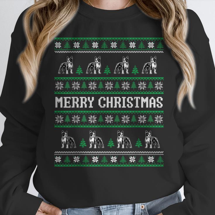 Ugly Sweater Boston Terrier Dog Christmas Dog Lover Xmas Men Women Kids Women Crewneck Sweatshirt, Boston Terrier Christmas Gifts, funny design