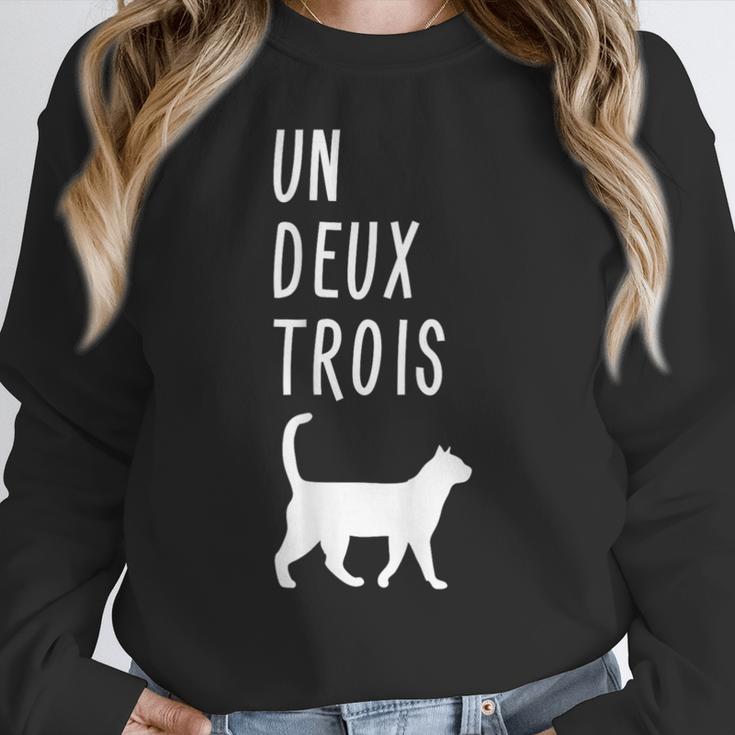 Un Deux Trois Cat Shirt French Teacher Women Crewneck Sweatshirt, funny design