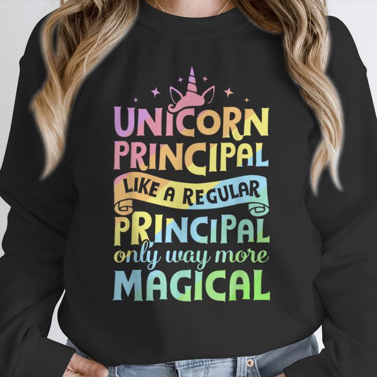 Unicorn Principal Back To School Teacher Appreciation Women Crewneck Sweatshirt, funny design