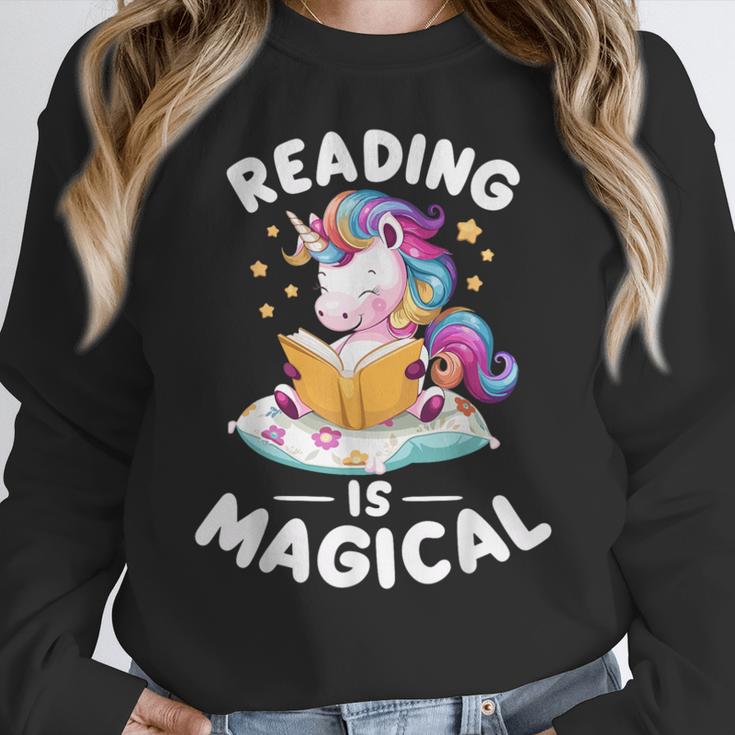 Unicorn Teacher Reading Is Magical Book Women Crewneck Sweatshirt, funny design Unicorn Teacher Reading Is Magical Book Women Crewneck Sweatshirt, funny design