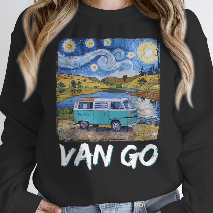 Van Go Retro Vanlife Art Teacher Women Crewneck Sweatshirt, funny design