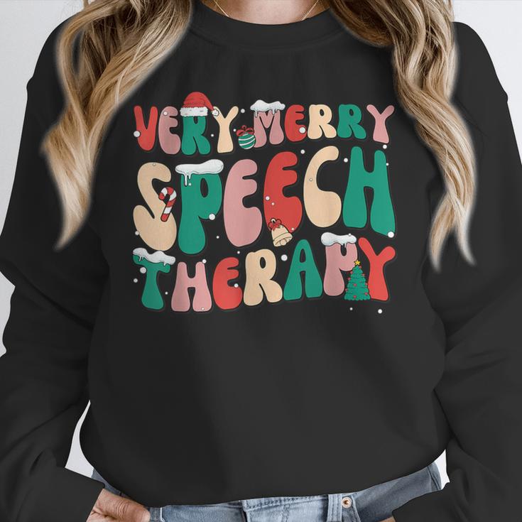 Verry Merry Speech Language Pathologist Teacher Christmas Women Crewneck Sweatshirt, funny design Verry Merry Speech Language Pathologist Teacher Christmas Women Crewneck Sweatshirt, funny design