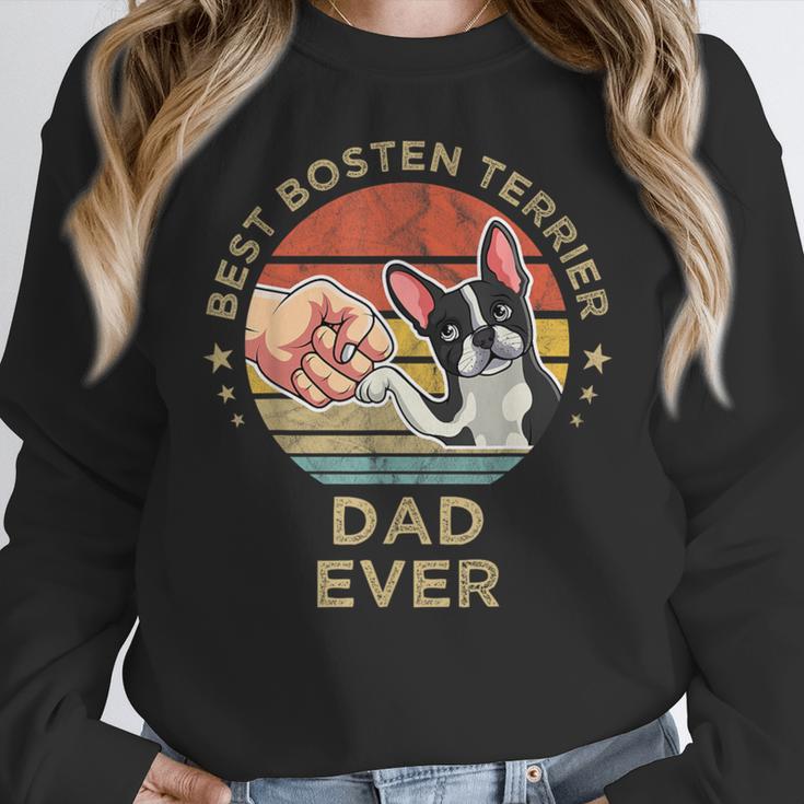 Vintage Best Boston Terrier Dad Ever Dog Father Father's Day Men Girls Kids Women Crewneck Sweatshirt, Boston Terrier Dad Gifts, funny design