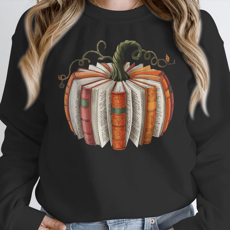 Vintage Book Pumpkin Autumn Fall Librarians Bookworm Teacher Women Crewneck Sweatshirt, funny design Vintage Book Pumpkin Autumn Fall Librarians Bookworm Teacher Women Crewneck Sweatshirt, funny design