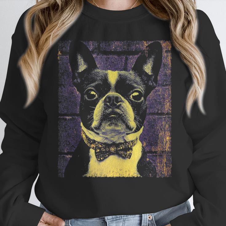 Vintage Boston Terrier Dog Women Crewneck Sweatshirt, funny design
