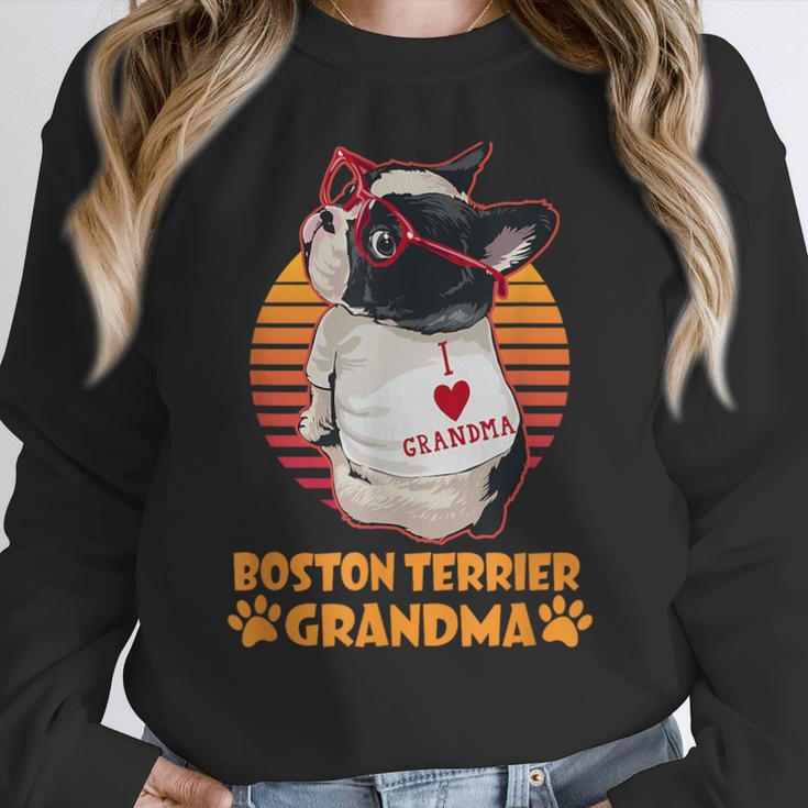 Vintage Boston Terrier Grandma Wear Sunglasses Dog Lover Men Women Girls Kids Women Crewneck Sweatshirt, funny design