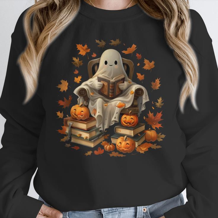 Vintage Ghost Book Reading Pumpkin Gothic Halloween Teachers Men Women Kids Women Crewneck Sweatshirt, funny design Vintage Ghost Book Reading Pumpkin Gothic Halloween Teachers Men Women Kids Women Crewneck Sweatshirt, funny design