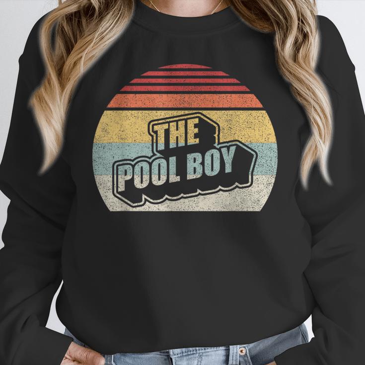Vintage Retro The Pool Boy Women Crewneck Sweatshirt, funny design