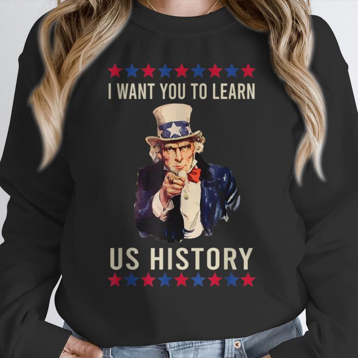 I Want You To Learn US History American Teacher School For Men Women Women Crewneck Sweatshirt, History Teacher Gifts, funny design
