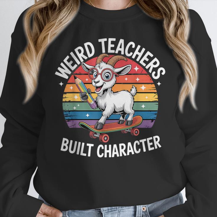 Weird Teachers Build Character Teacher Women Crewneck Sweatshirt, funny design Weird Teachers Build Character Teacher Women Crewneck Sweatshirt, funny design