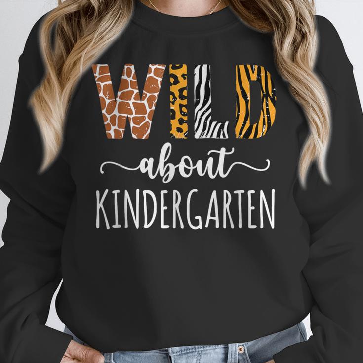 Wild About Kindergarten Teacher Leopard Print Women Crewneck Sweatshirt, funny design Wild About Kindergarten Teacher Leopard Print Women Crewneck Sweatshirt, funny design