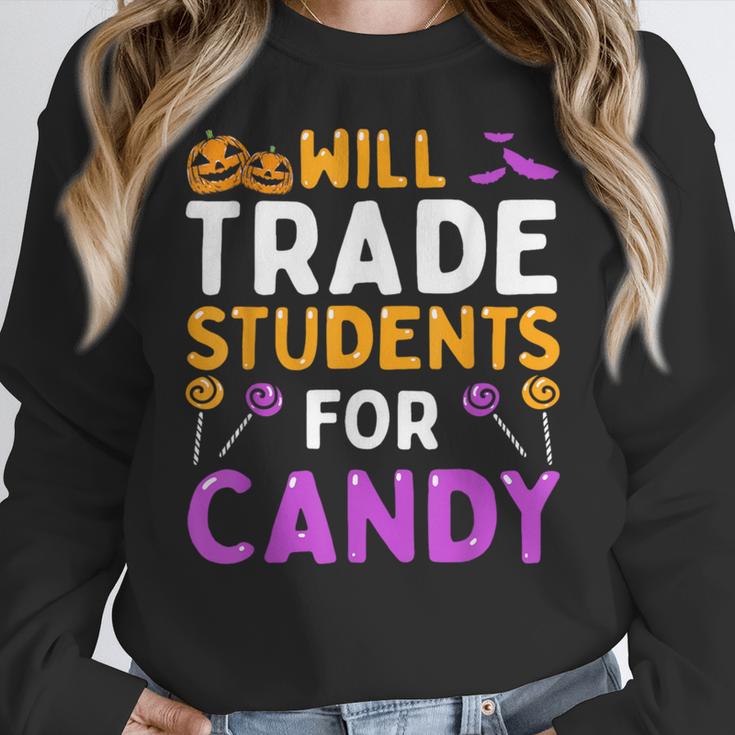 Will Trade Students For Candy Cute Halloween Costume Teacher For Men Women Kids Women Crewneck Sweatshirt, funny design Will Trade Students For Candy Cute Halloween Costume Teacher For Men Women Kids Women Crewneck Sweatshirt, funny design