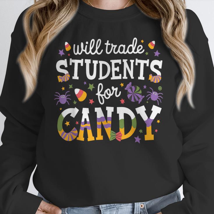 Will Trade Students For Candy Teacher Halloween Costume Tee Women Crewneck Sweatshirt, funny design Will Trade Students For Candy Teacher Halloween Costume Tee Women Crewneck Sweatshirt, funny design