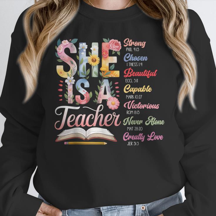Women Bible Verse Christian Teacher God Says Back To School Women Crewneck Sweatshirt, funny design