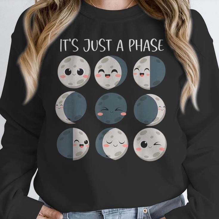 Women Science Teacher Moon Phases Scientist Back To School Women Crewneck Sweatshirt, Science Teacher Gifts, funny design
