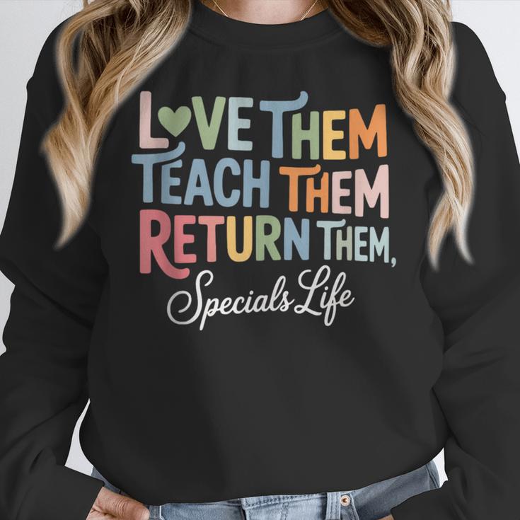 Women Teach Them Love Them Return Them Specials Teacher Life Women Crewneck Sweatshirt, funny design