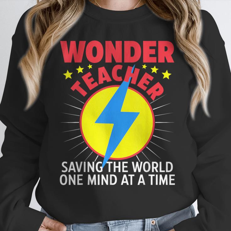 Wonder Teacher Costume Shirt Teacher Halloween Costume Men Women Women Crewneck Sweatshirt, funny design