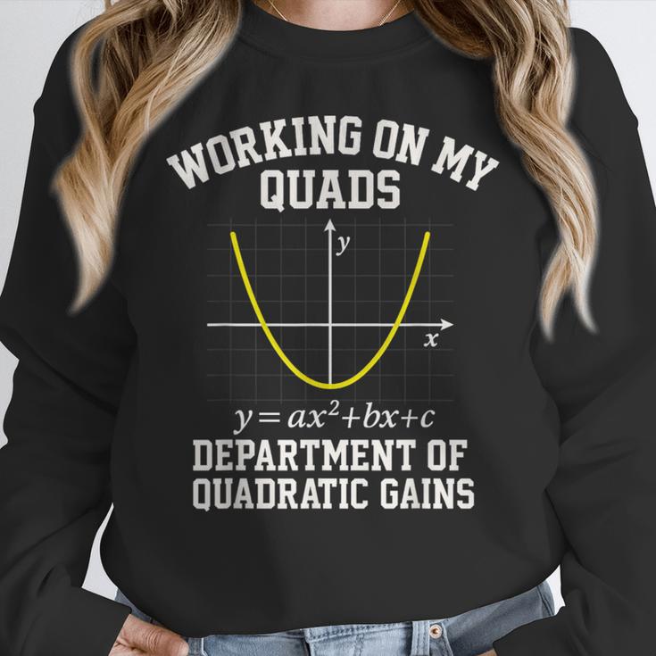 Working On My Quads Algebra Math Gym Teacher Women Crewneck Sweatshirt, funny design Working On My Quads Algebra Math Gym Teacher Women Crewneck Sweatshirt, funny design