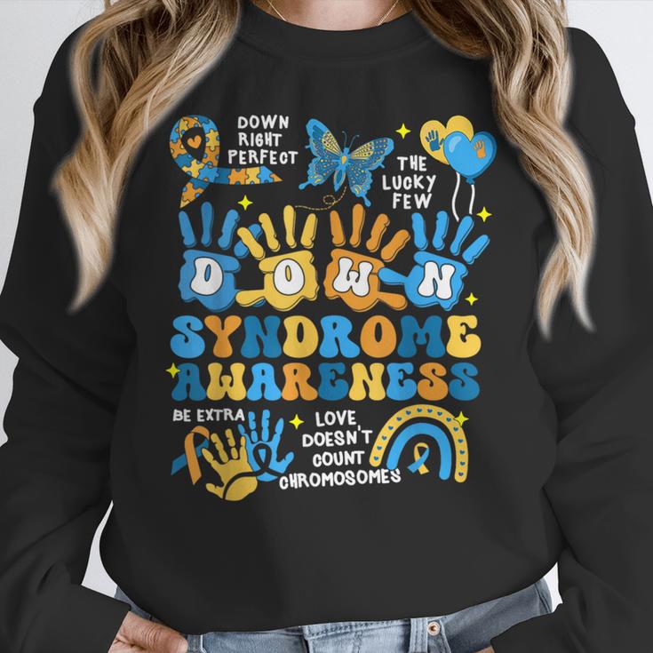 World Down Syndrome Day Awareness T21 Teacher Women Men Kids Women Crewneck Sweatshirt, funny design