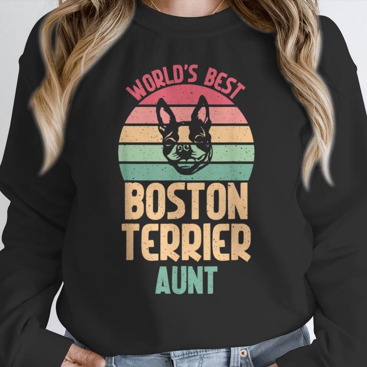 Worlds Best Boston Terrier Aunt Women Crewneck Sweatshirt, funny design