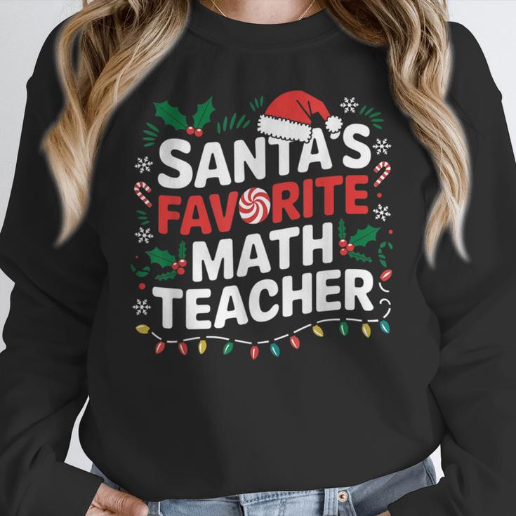 Xmas Lighting Santa's Favorite Math Teacher Christmas Women Crewneck Sweatshirt, funny design