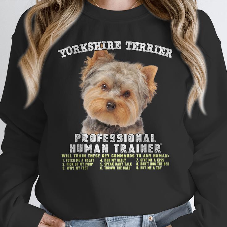 Yorkshire Terrier Yorkie Dog Professional Human Trainer Women Crewneck Sweatshirt, funny design