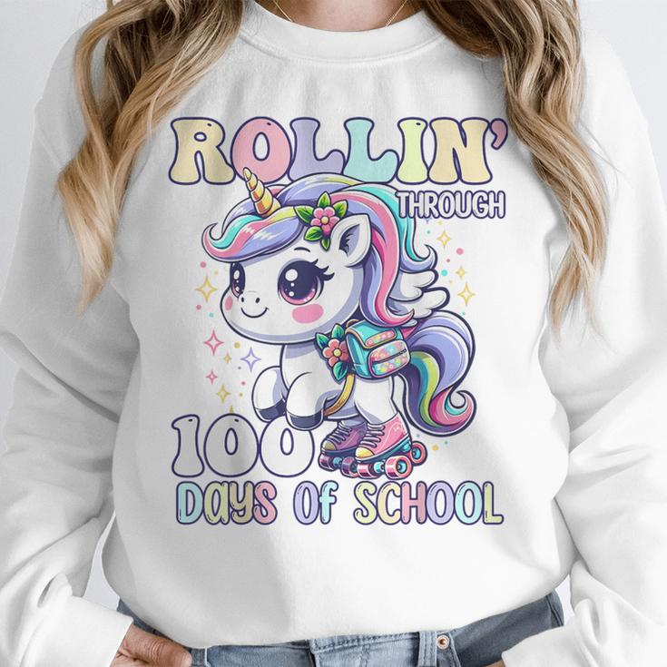 100 Days Of School Girls Teacher 100th Day Unicorn Outfit Women Crewneck Sweatshirt, funny design 100 Days Of School Girls Teacher 100th Day Unicorn Outfit Women Crewneck Sweatshirt, funny design