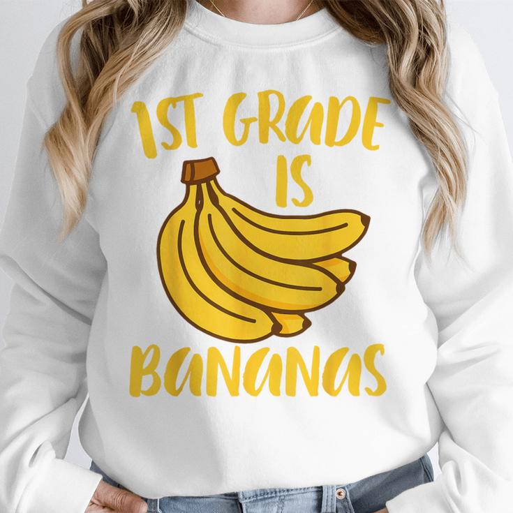 1st Grade Is Bananas Teacher Teaching Back To School Women Crewneck Sweatshirt, funny design 1st Grade Is Bananas Teacher Teaching Back To School Women Crewneck Sweatshirt, funny design