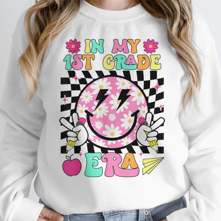 In My 1st Grade Era Smile Face Back To School Teacher Kid Women Crewneck Sweatshirt, funny design In My 1st Grade Era Smile Face Back To School Teacher Kid Women Crewneck Sweatshirt, funny design
