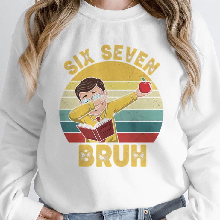 67 Meme Six Seven Bruh Retro Dabbing Teacher School Women Crewneck Sweatshirt, funny design 67 Meme Six Seven Bruh Retro Dabbing Teacher School Women Crewneck Sweatshirt, funny design