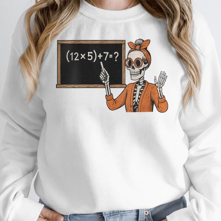 67 Teacher Halloween Skeleton Six Seven Meme Brainrot Math Women Crewneck Sweatshirt, funny design 67 Teacher Halloween Skeleton Six Seven Meme Brainrot Math Women Crewneck Sweatshirt, funny design